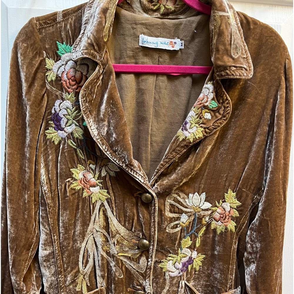 Johnny Was Embroidered Velvet Jacket